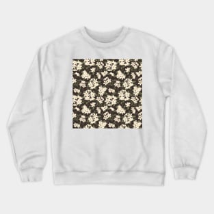 Cream and yellow flowers over brown background Crewneck Sweatshirt